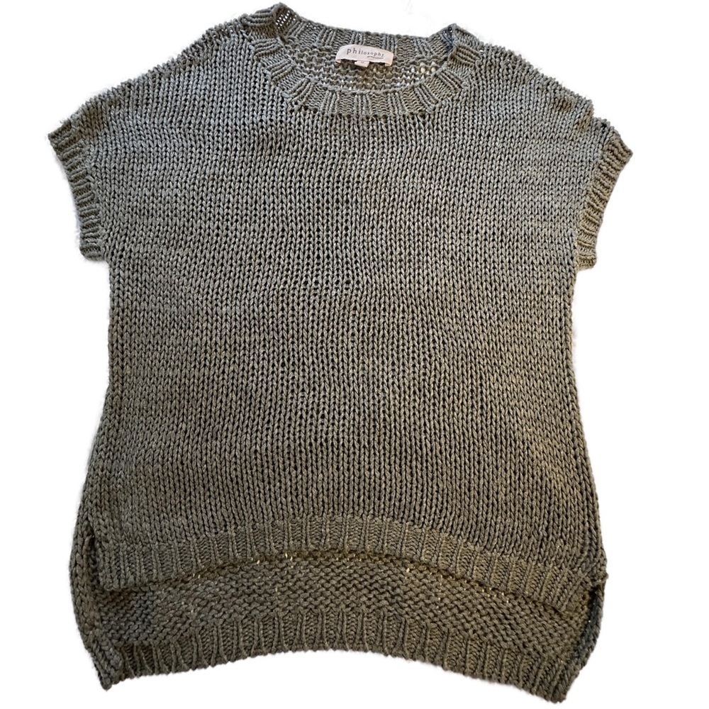 Philosophy women’s grey, medium short sleeve sweater